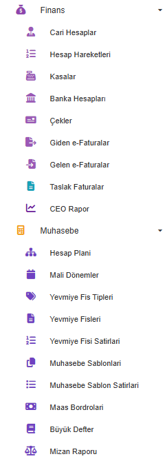 e-Dönüşüm modüller ekranı - e-Fatura, e-Arşiv ve e-İrsaliye süreçleri