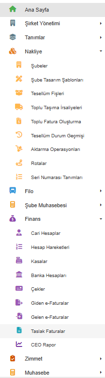 Kargon modüller ekranı - sipariş, taşıma, stok, ithalat ve ihracat modülleri